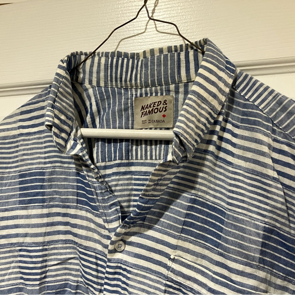 Naked and Famous Denim -  Striped Men's Shirt - Large